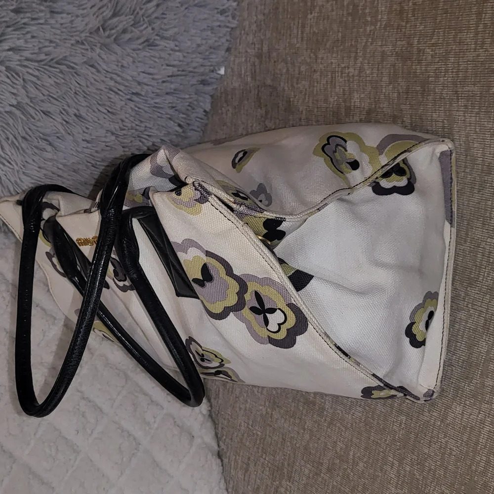 Miu Miu Floral Canvas Tote Bag - Black and Cream - Picture 3 of 9